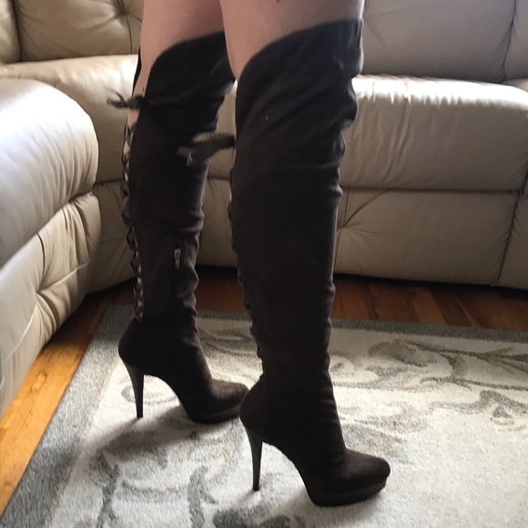 bebe over the knee brown suede boots sz 9 - Picture 6 of 7